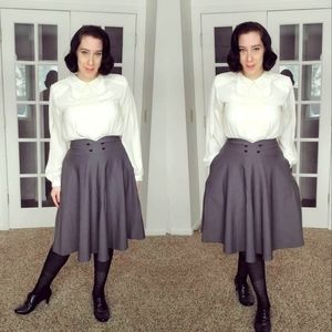 Belle Poque Vintage High Waist A-Line Skirt